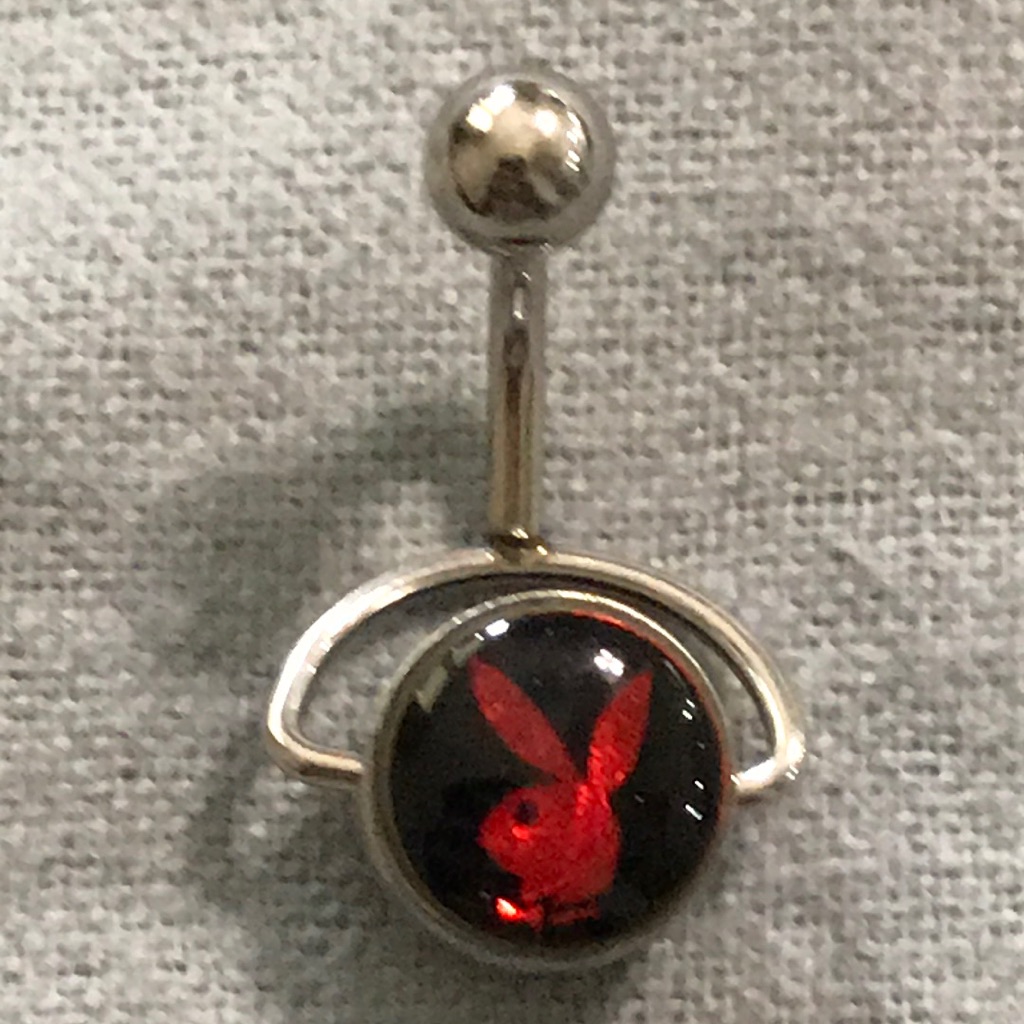 Playboy Red Surgical Stainless Steel 14g Naval Rin